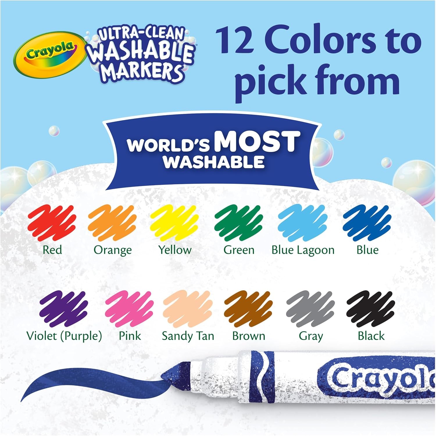 Broad Line Markers (12 Count), Washable Markers for Kids