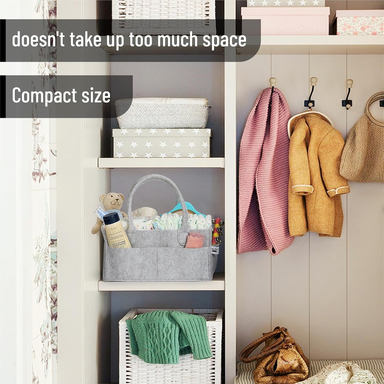 - Baby Diaper Caddy Organizer, Gray, Medium