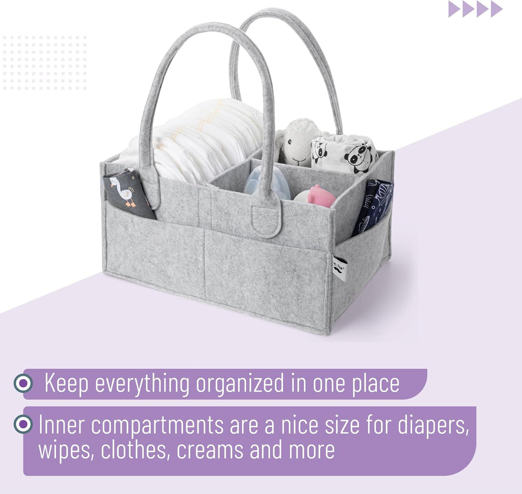 - Baby Diaper Caddy Organizer, Gray, Medium