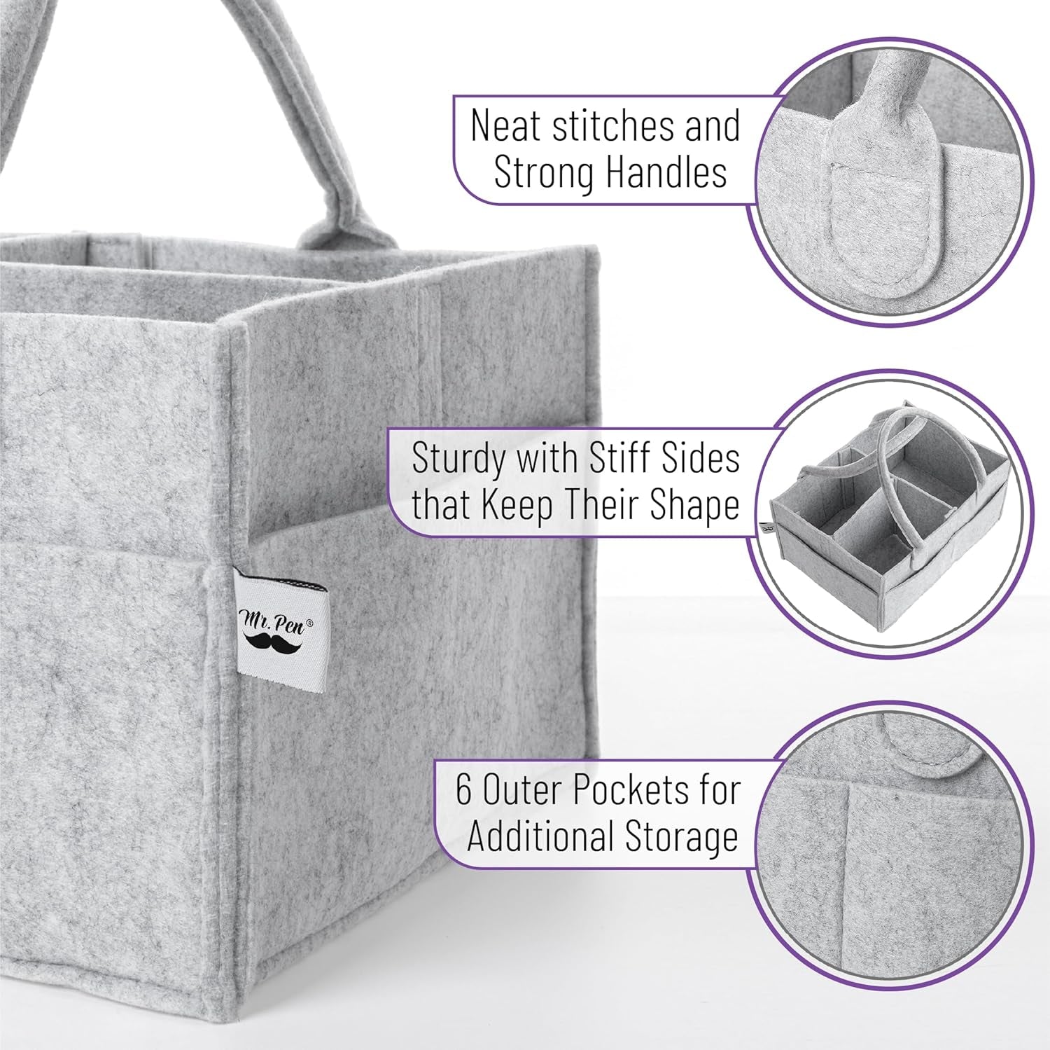 - Baby Diaper Caddy Organizer, Gray, Medium
