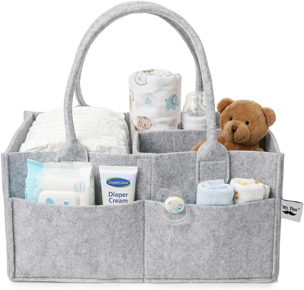 - Baby Diaper Caddy Organizer, Gray, Medium