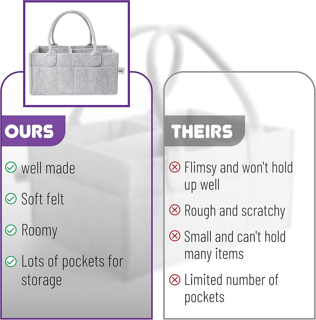 - Baby Diaper Caddy Organizer, Gray, Medium