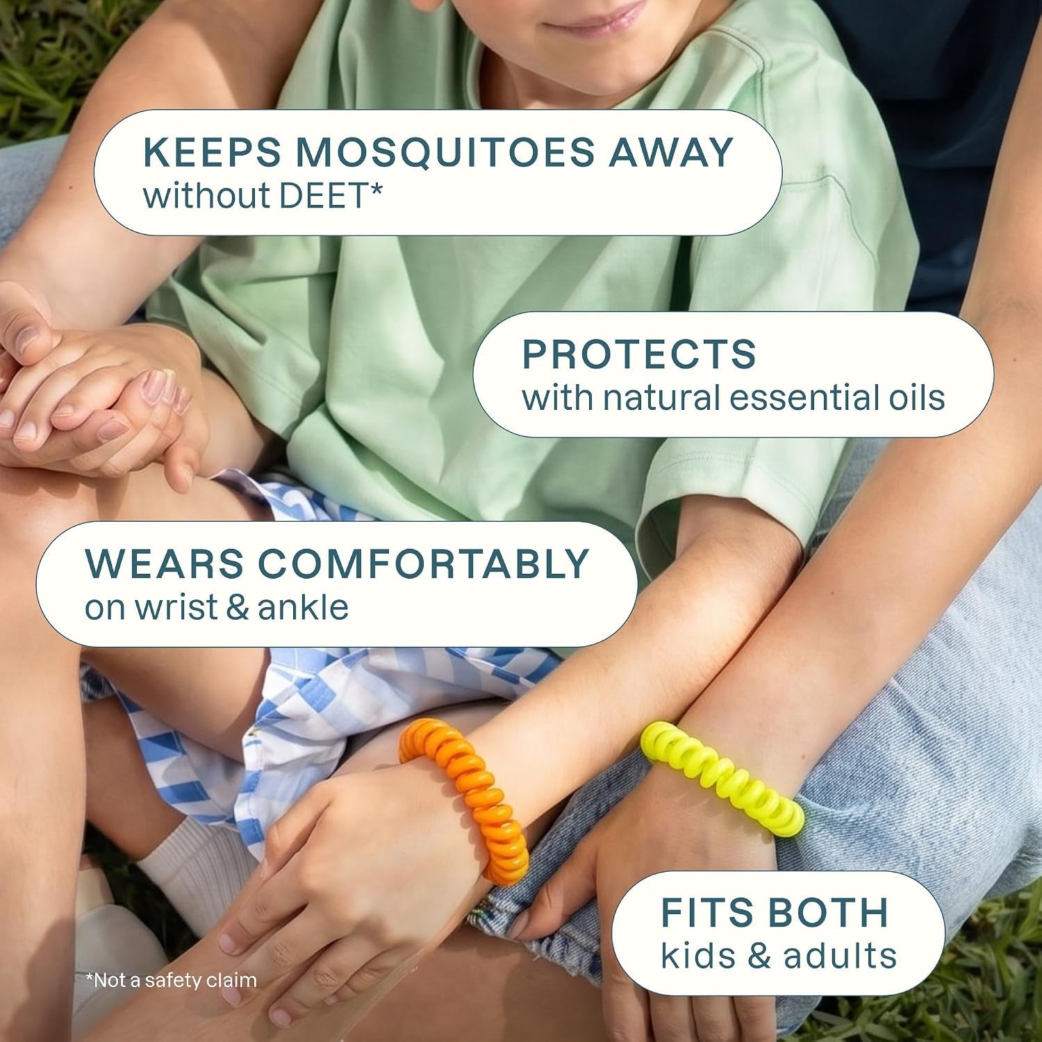 Mosquito Repellent Bracelets for Kids & Adults, Natural, 10 Pack