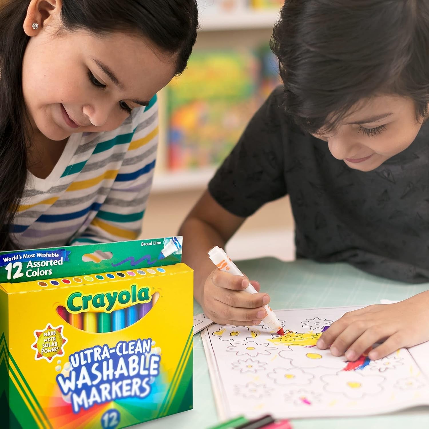 Broad Line Markers (12 Count), Washable Markers for Kids