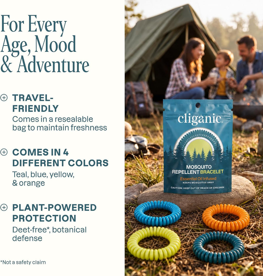 Mosquito Repellent Bracelets for Kids & Adults, Natural, 10 Pack