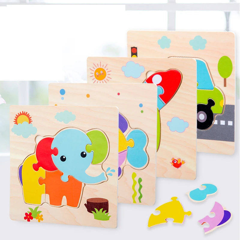 Baby Wooden 3D Puzzles Shapes Learning
