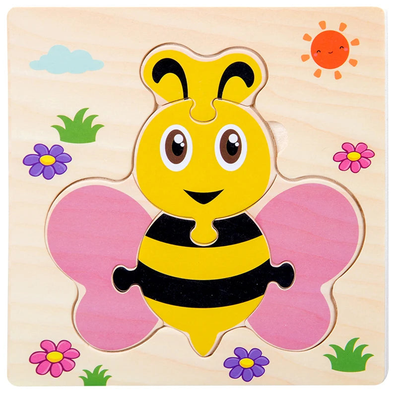 Puzzles en bois 3D pour bébés – Apprendre les formes