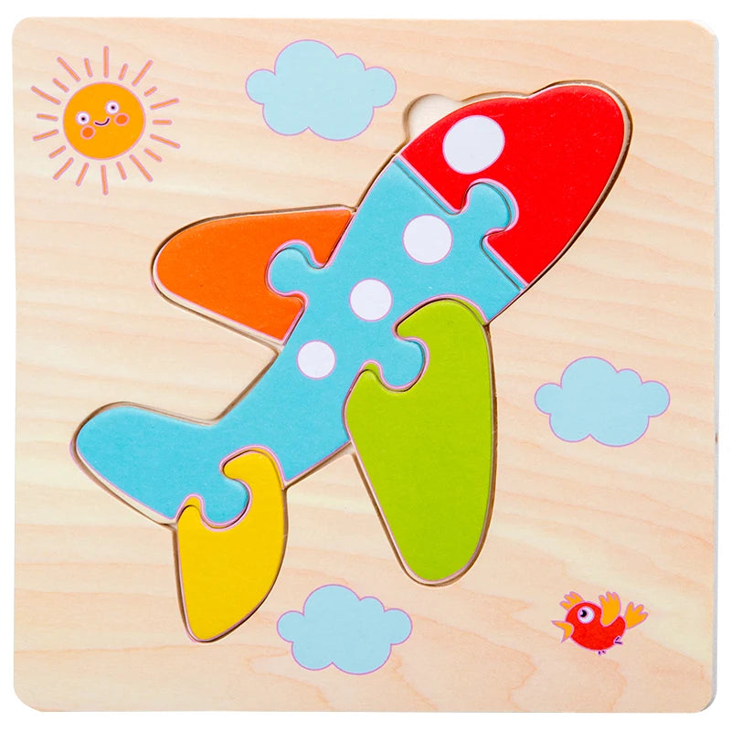 Puzzles en bois 3D pour bébés – Apprendre les formes