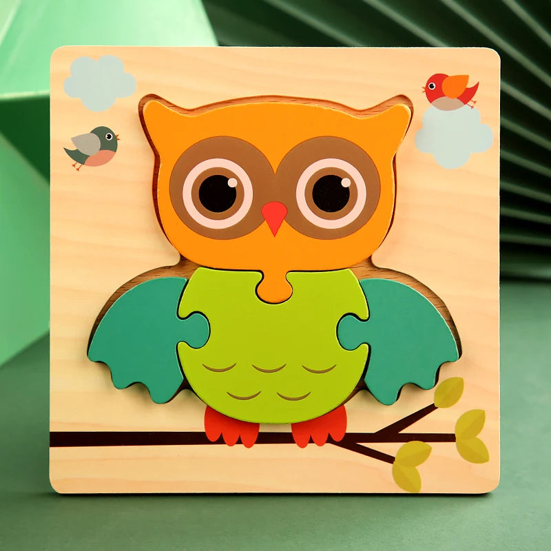 High Quality 3D Wooden Puzzle Baby Cartoon Animal