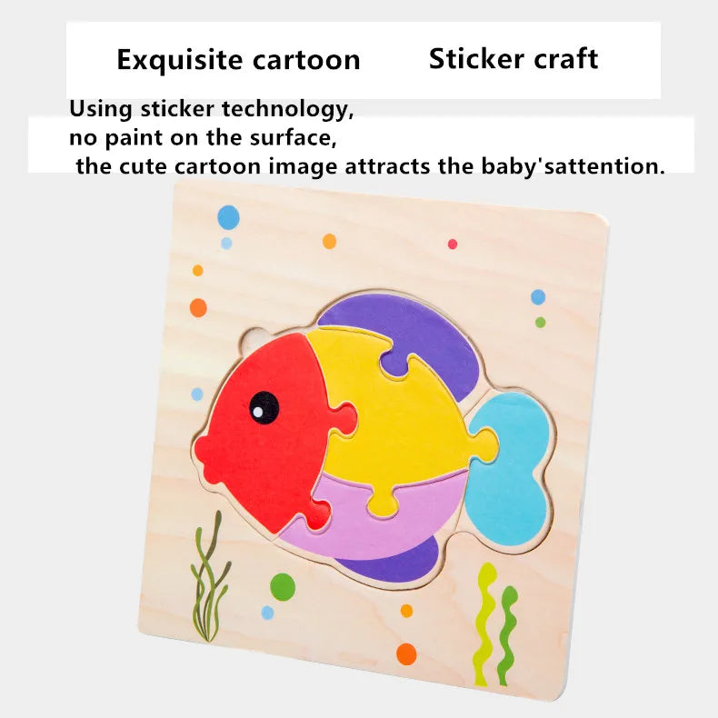Baby Wooden 3D Puzzles Shapes Learning
