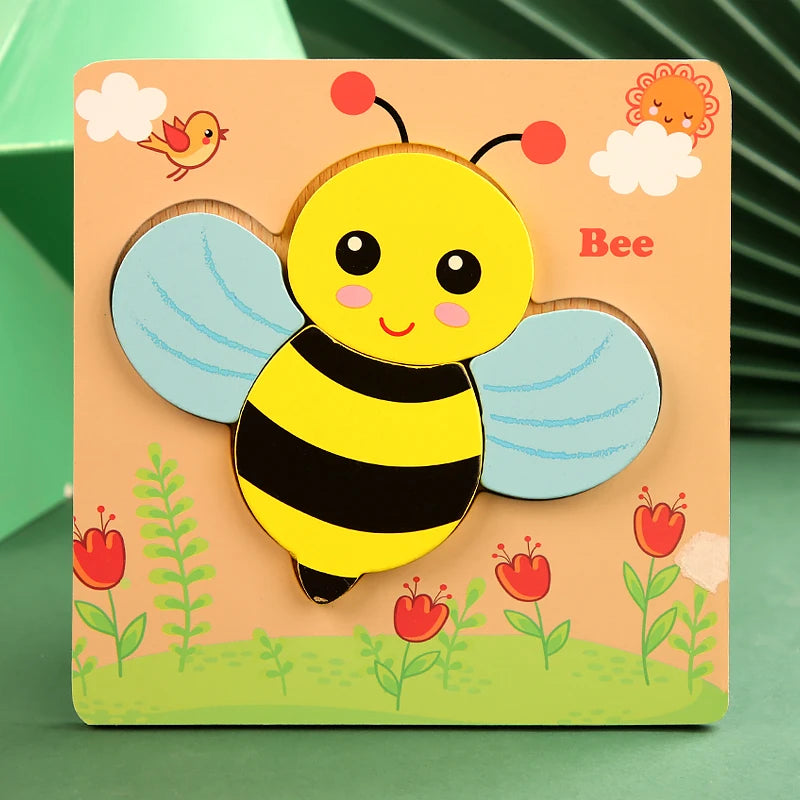 High Quality 3D Wooden Puzzle Baby Cartoon Animal