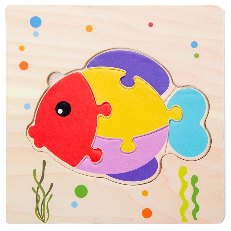 Puzzles en bois 3D pour bébés – Apprendre les formes