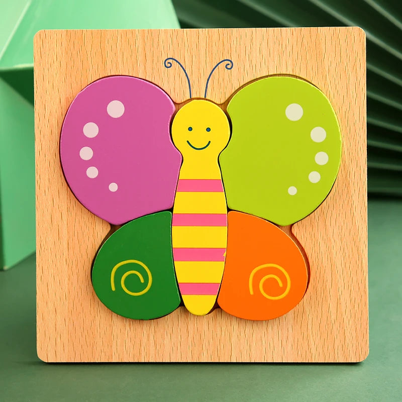 High Quality 3D Wooden Puzzle Baby Cartoon Animal