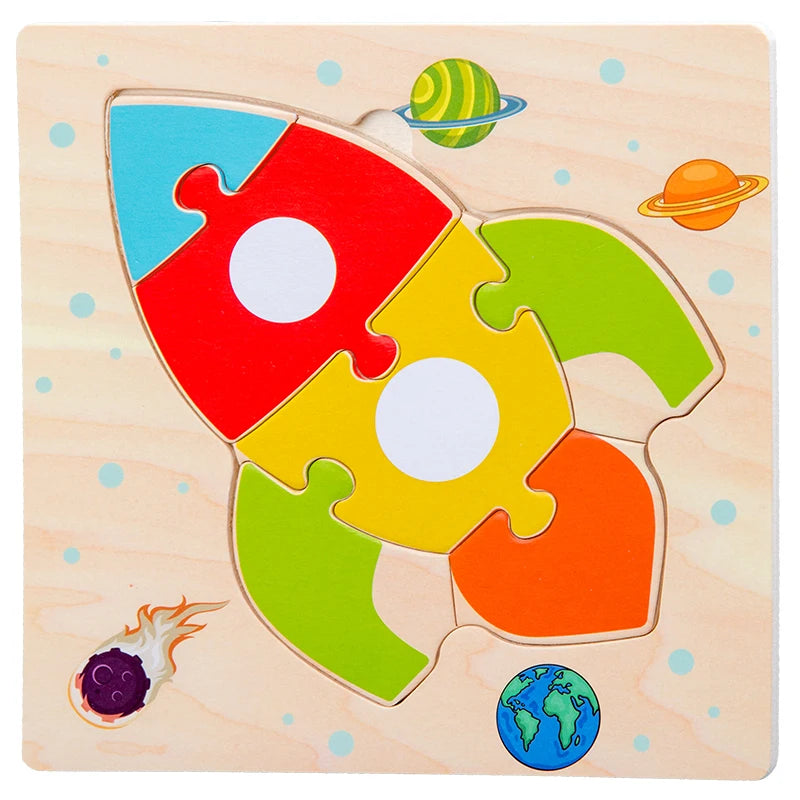 Puzzles en bois 3D pour bébés – Apprendre les formes