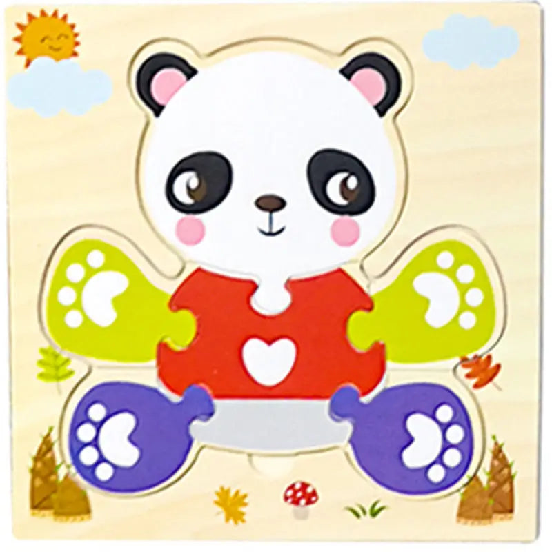 Puzzles en bois 3D pour bébés – Apprendre les formes