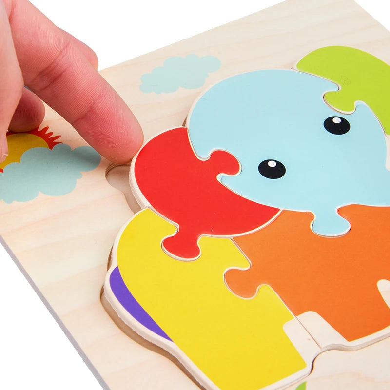 Baby Wooden 3D Puzzles Shapes Learning