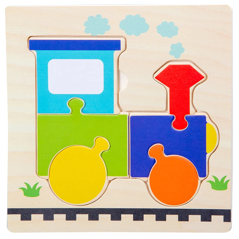 Puzzles en bois 3D pour bébés – Apprendre les formes