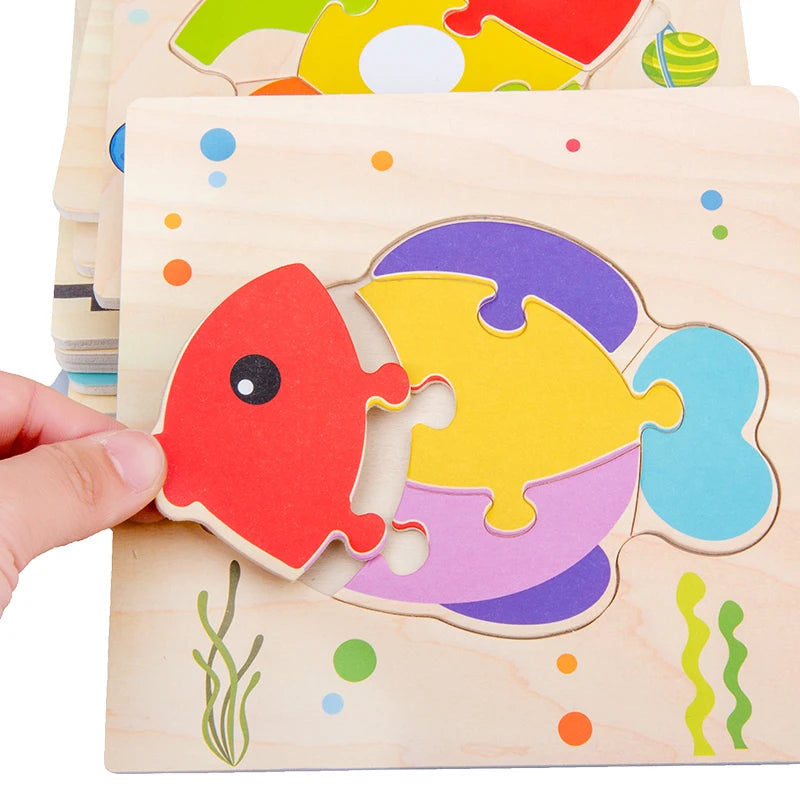 Baby Wooden 3D Puzzles Shapes Learning