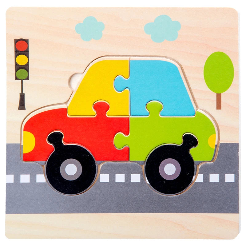 Puzzles en bois 3D pour bébés – Apprendre les formes