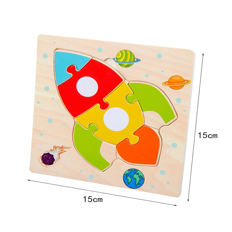 Baby Wooden 3D Puzzles Shapes Learning