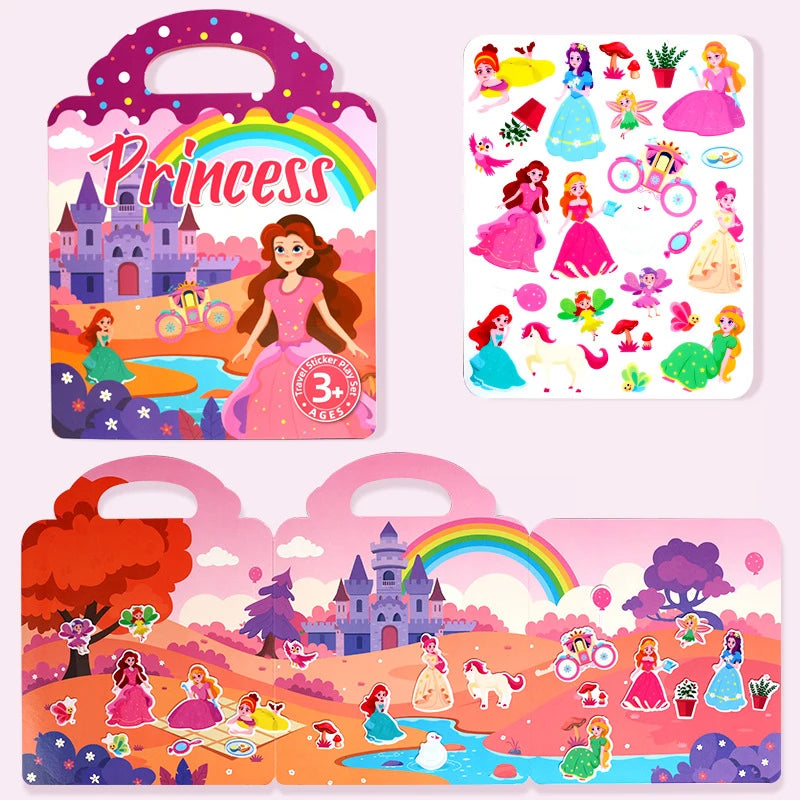 1 Buch Jelly Sticker Book Quiet Book DIY-Spaß für Kinder Szenensticker Wiederholt einkleben Puzzle Sticker Book