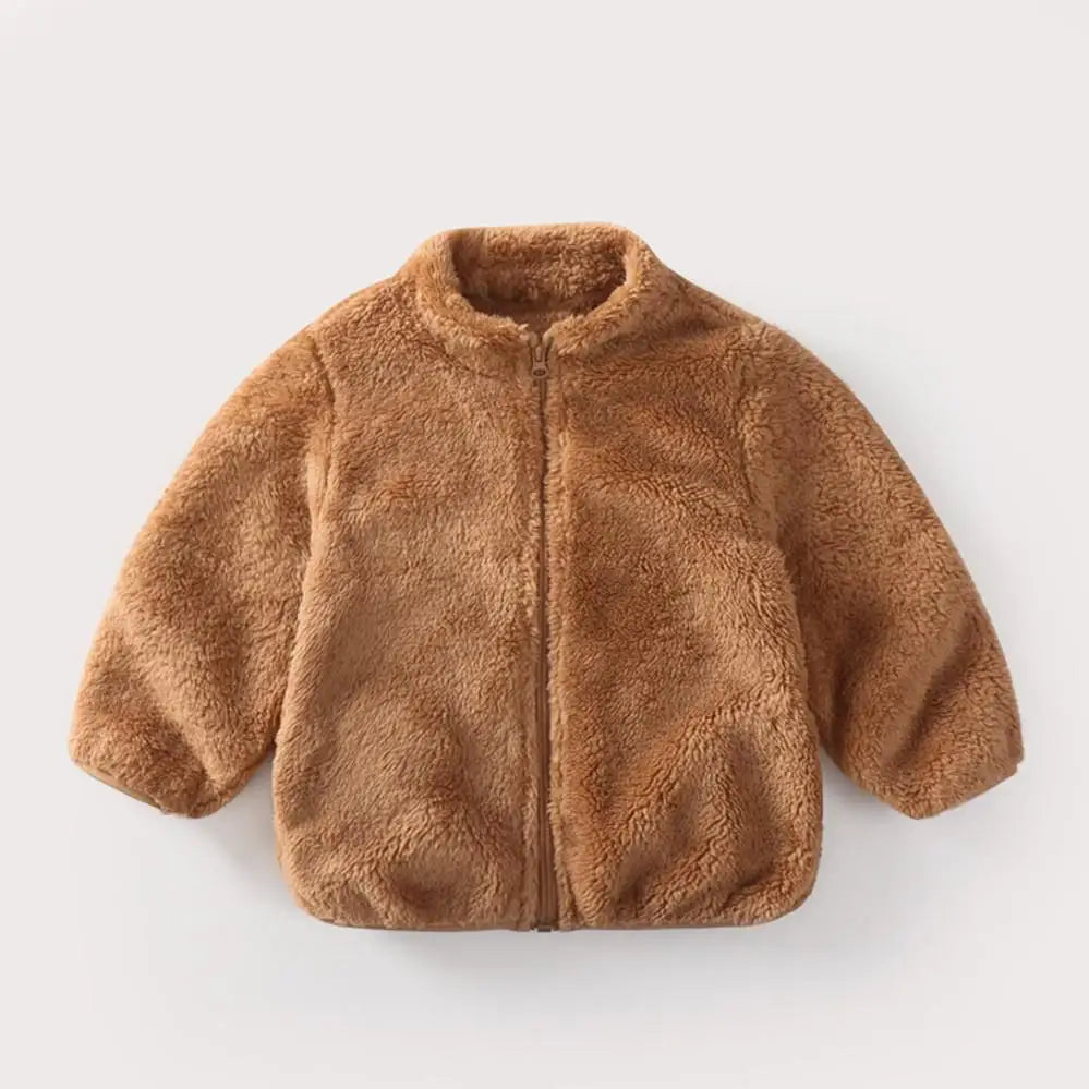 Solid Color Fashion Children Plush Coat