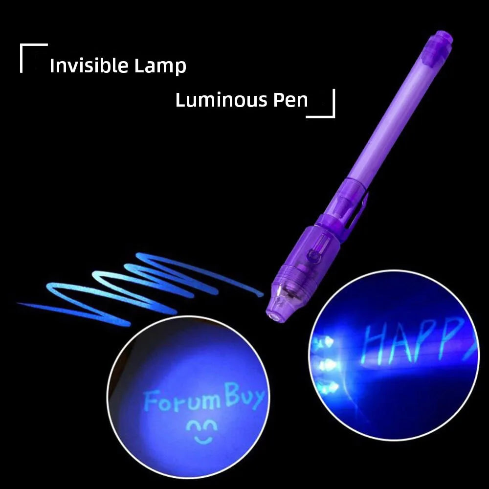 Leuchtender Leuchtstift Magischer Lila 2 in 1 UV-Schwarzlicht-Kombistift zum Zeichnen Unsichtbare Tinte Stift Lernspielzeug für Kinder