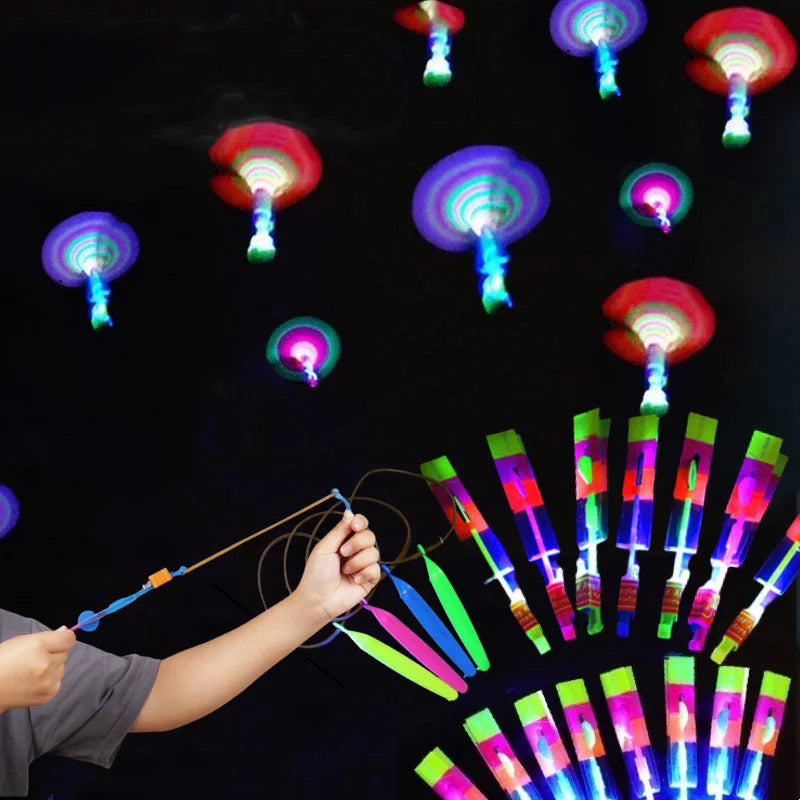 Outdoor Flash Rocket Toy LED Lights Glowing Slingshot Rocket