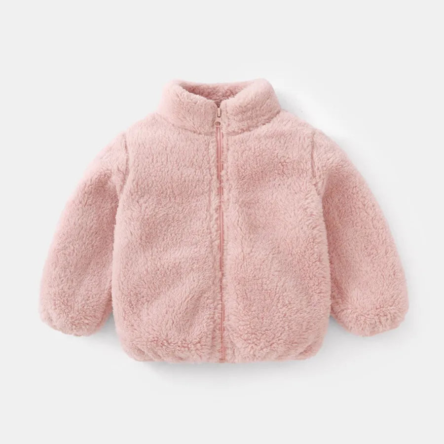 Solid Color Fashion Children Plush Coat
