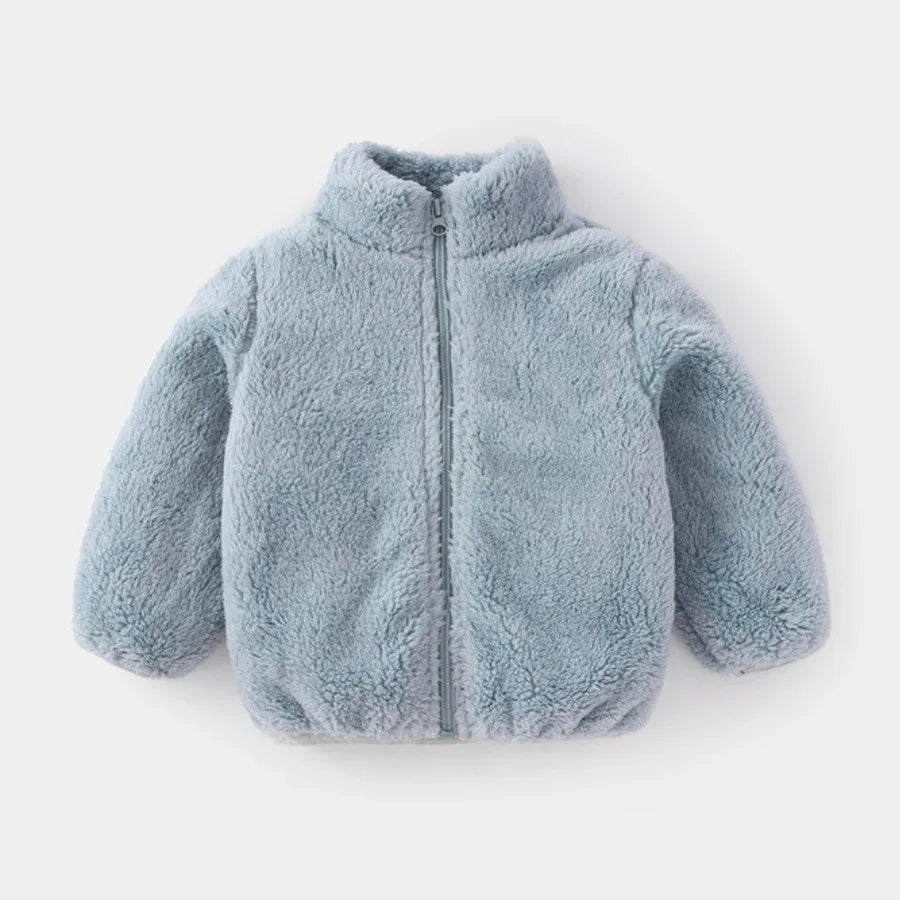 Solid Color Fashion Children Plush Coat