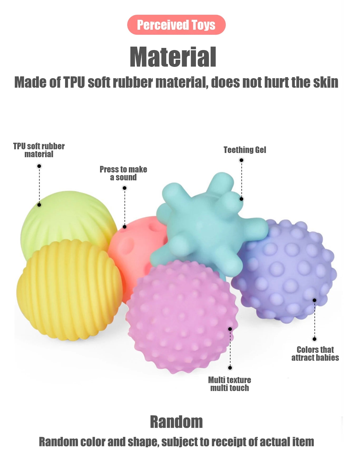 6 PCS Baby Toys Sensory Balls For Children