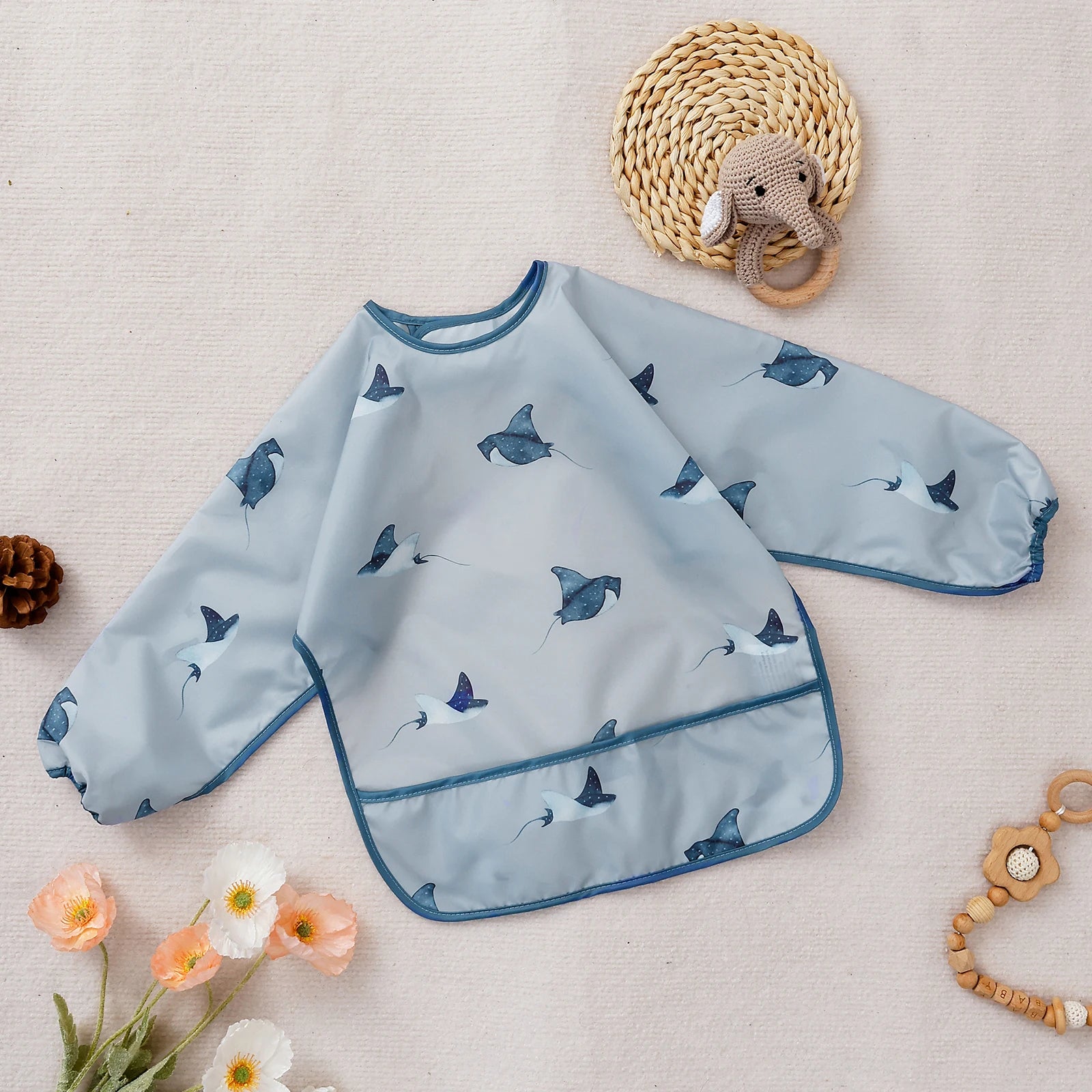 Infant 1PC Long Sleeve Waterproof Feeding Bibs