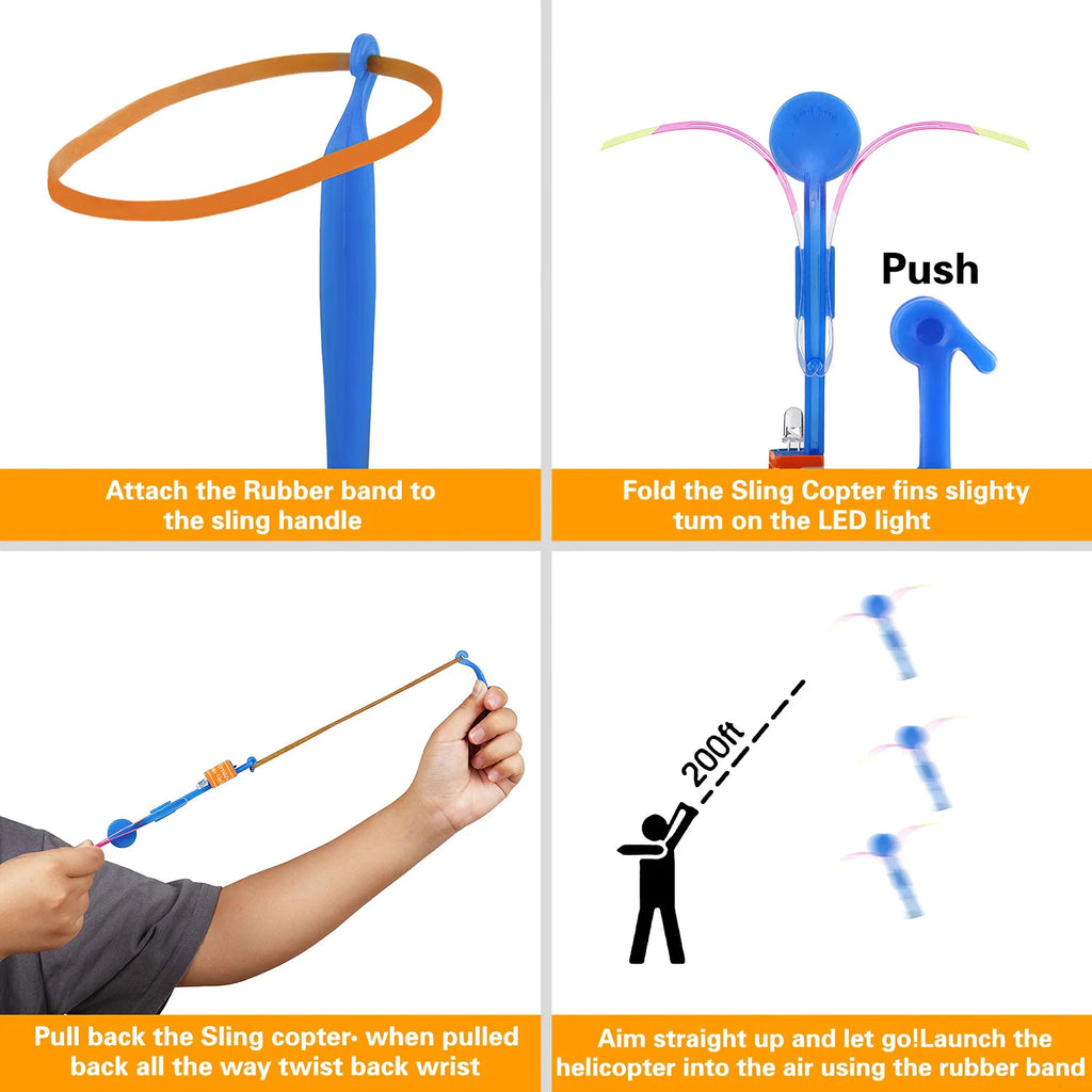 Outdoor Flash Rocket Toy LED Lights Glowing Slingshot Rocket