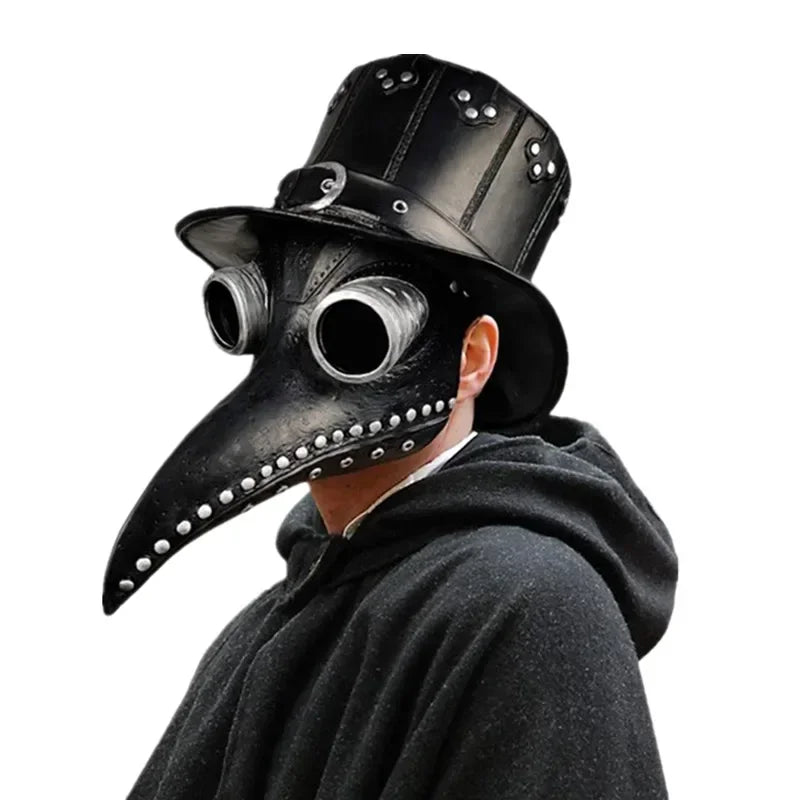 Black Rubber Plague Doctor Mask Costume Halloween Mask