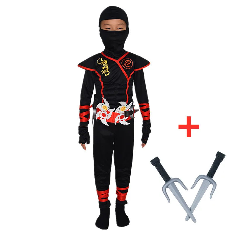 Déguisement de Ninja Noir Garçon Halloween Samouraï Japonais