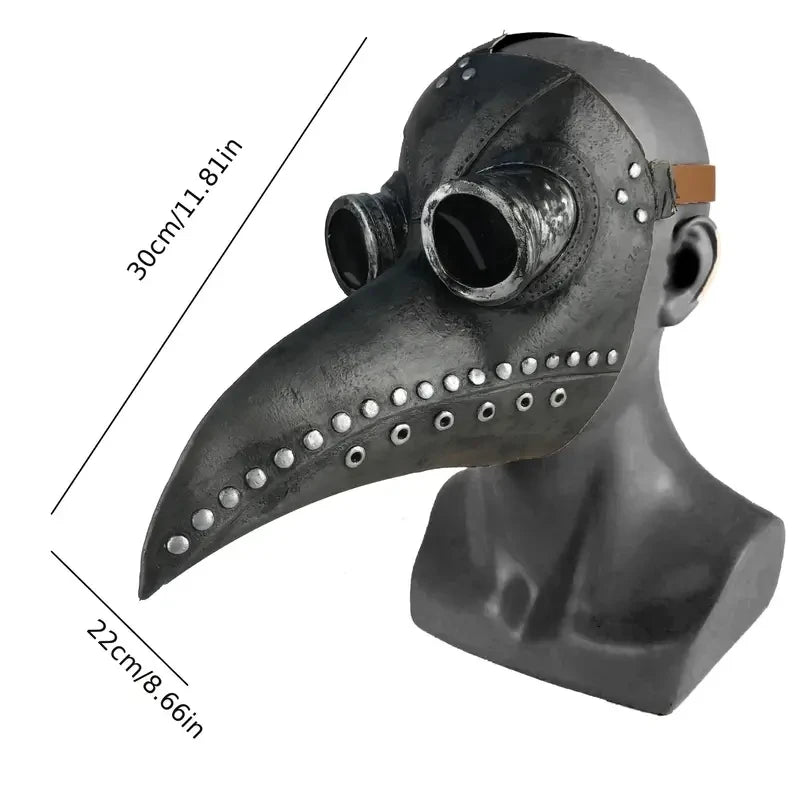 Black Rubber Plague Doctor Mask Costume Halloween Mask