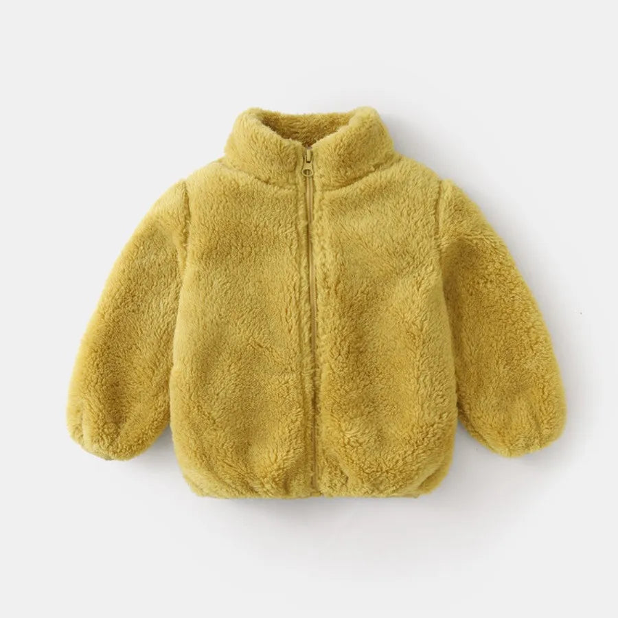 Solid Color Fashion Children Plush Coat