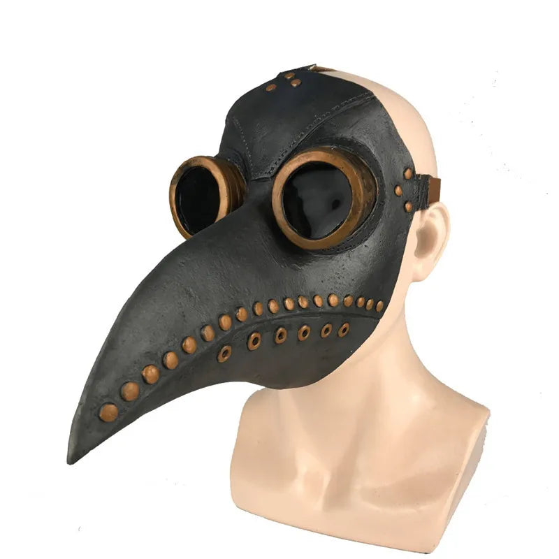 Black Rubber Plague Doctor Mask Costume Halloween Mask