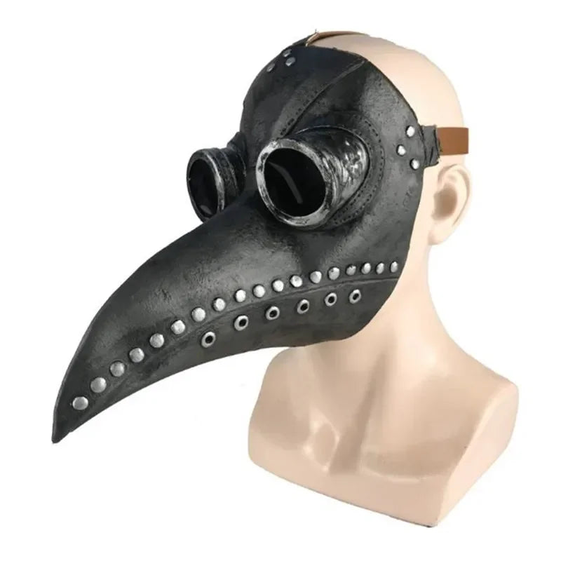 Masque de Docteur de la Peste en Caoutchouc Noir Costume Masque d'Halloween