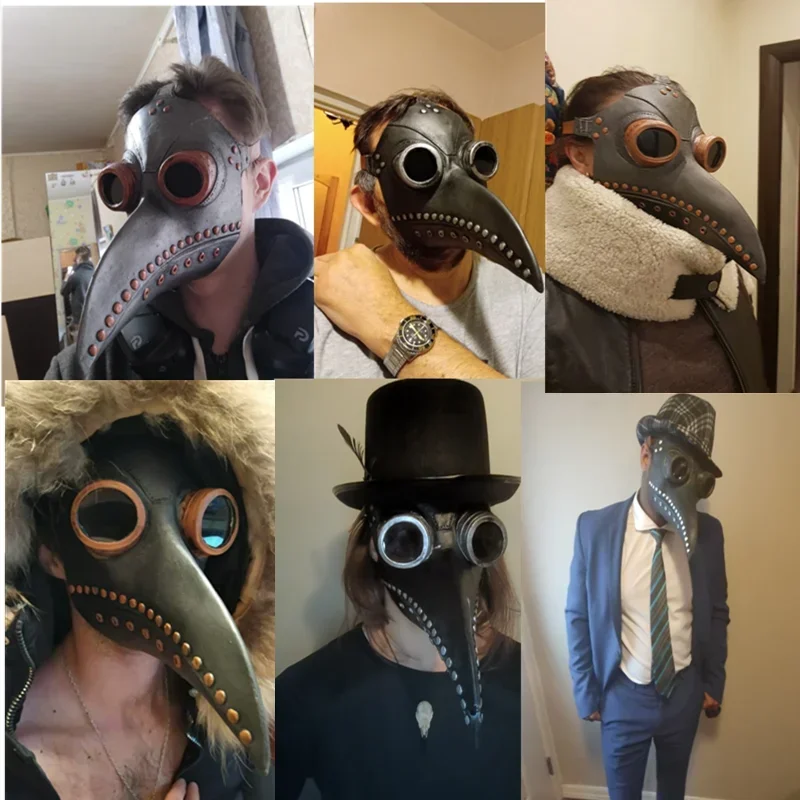 Black Rubber Plague Doctor Mask Costume Halloween Mask