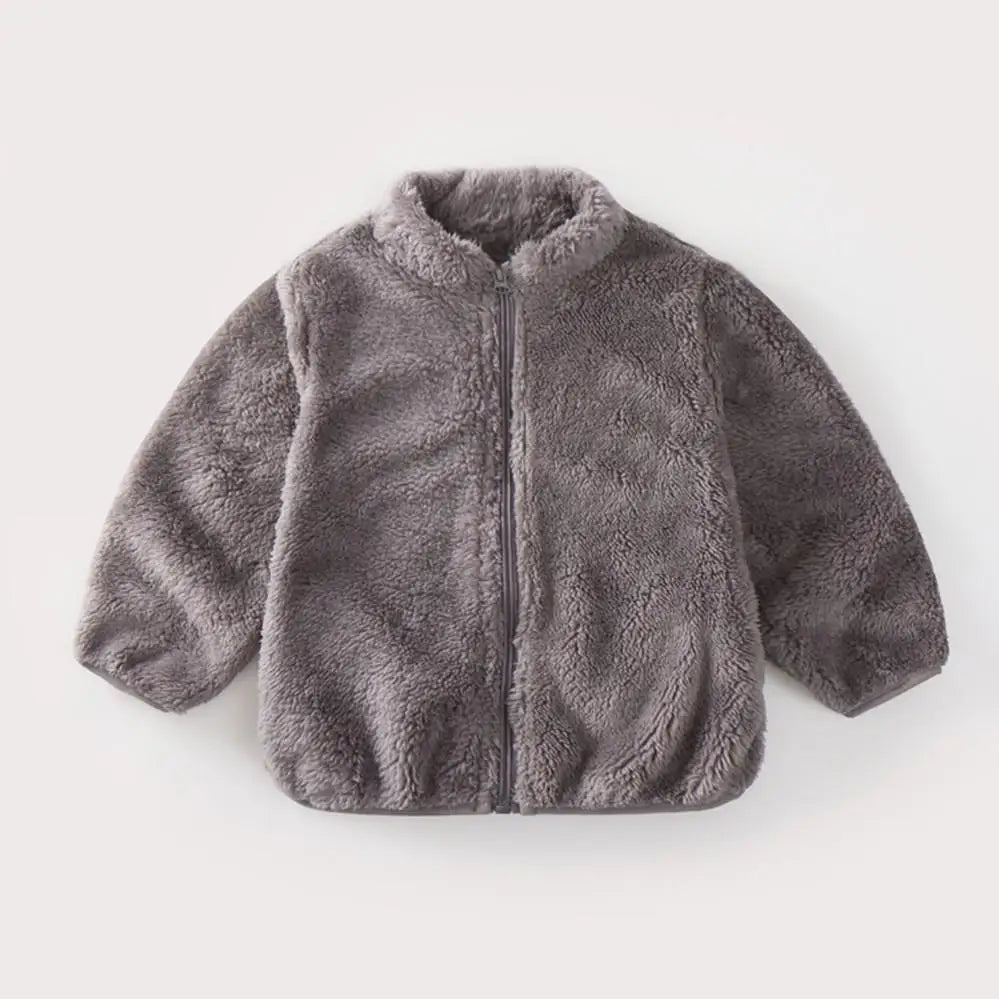 Solid Color Fashion Children Plush Coat