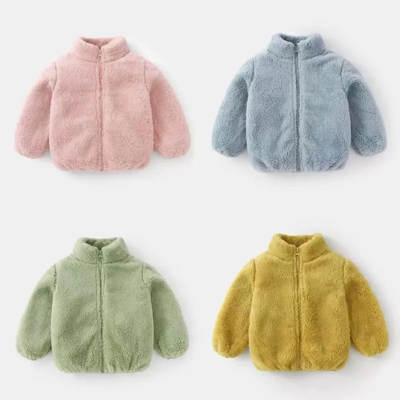 Solid Color Fashion Children Plush Coat