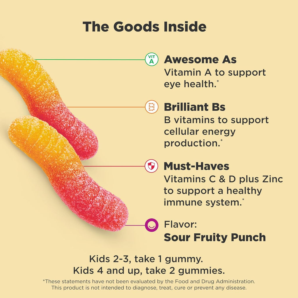 Kids Multi Gummy Worms, Overall Wellness & Immune Support - 70 Count