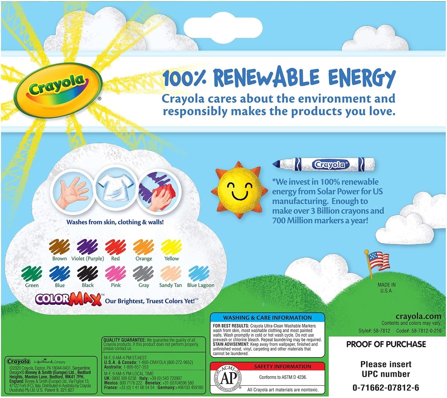Broad Line Markers (12 Count), Washable Markers for Kids
