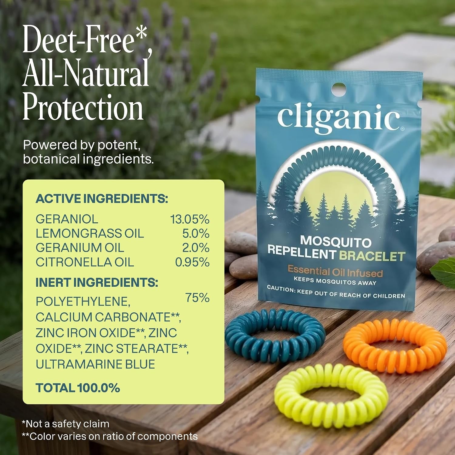 Mosquito Repellent Bracelets for Kids & Adults, Natural, 10 Pack