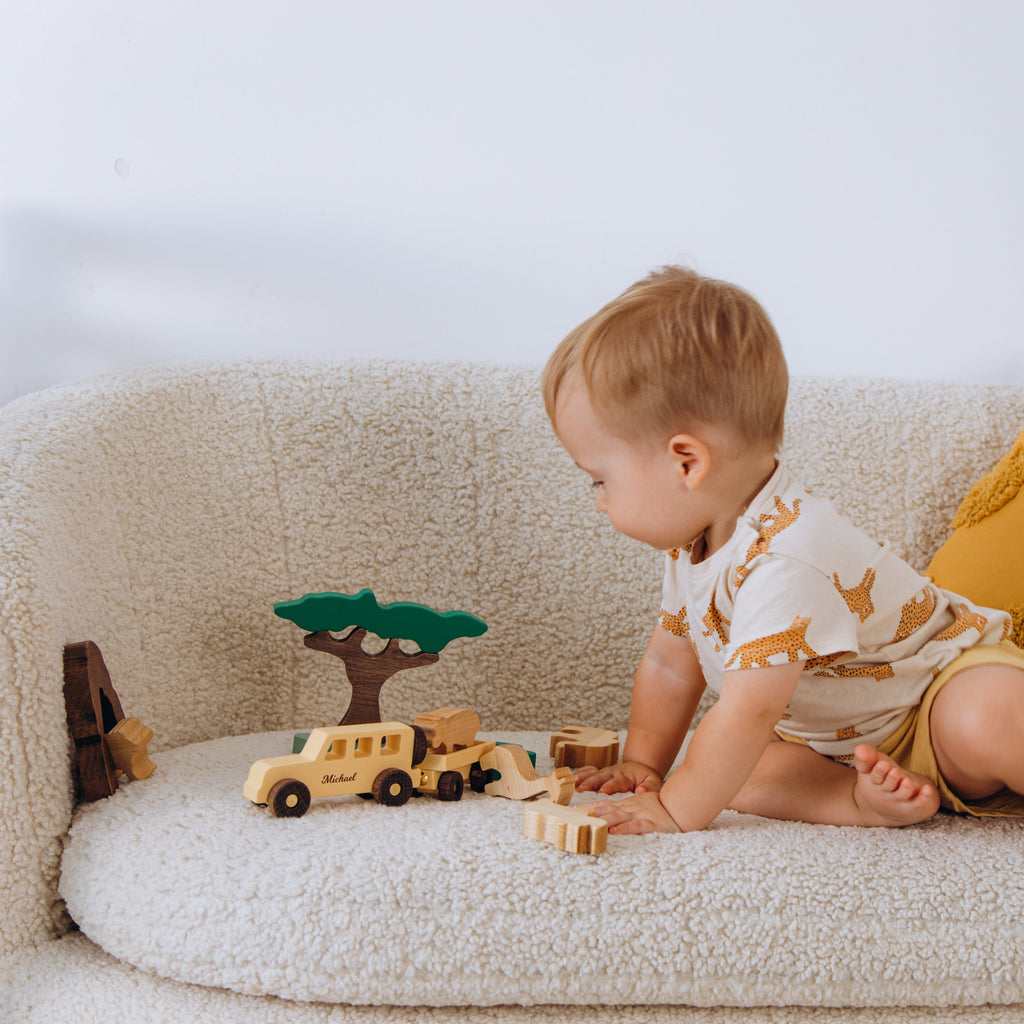 Natural Woodland Animals and Car Toy Set